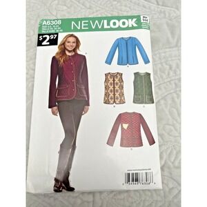 New Look Simplicity Pattern A6308 Size 10-22 Womens Top Jacket Vest
